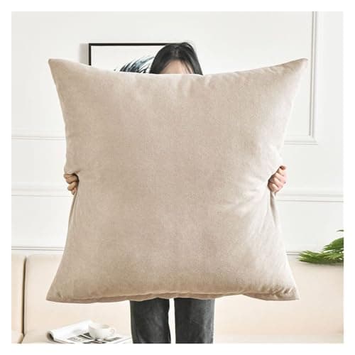 Image of Super King Size Pillow Cases, Square Extra Large Cushion Covers 50x50,60x60,70x70,80x80 cm Soft Pillow Cover with Invisible Zipper Decorative pillowcases for pillows Sofa Couch(Beige,70x70cm 28x28 in)