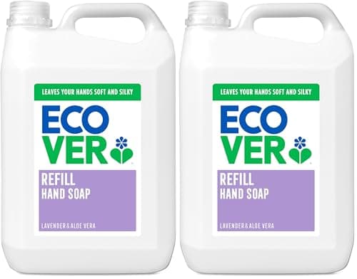 Image of Ecover Hand Wash, Hand Soap Refill, Lavender and Aloe Vera, Dermatologically Tested, For Sensitive Skin 5L (Pack of 2)