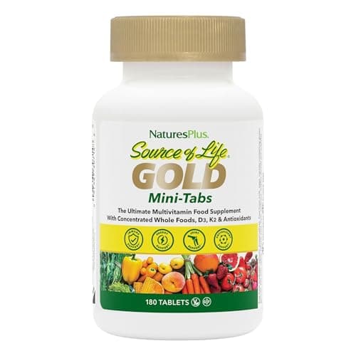 Image of NaturesPlus Source of Life Gold Mini Tablets - All Natural and Complete Whole Food Multivitamin and Minerals - Energy, Immunity and Bone Support - Gluten and Dairy Free, 180 Mini Tablets