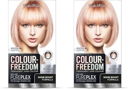 Image of Colour Freedom Metallic Rose Gold Permanent Hair Dye with PurePlex. Ultra Glossy Conditioning Hair Colour. 100% grey coverage. By Knight & Wilson. (Pack of 2)
