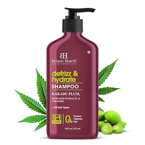 Image of Botanic Hearth Defrizz & Hydrate Shampoo 16 fl. oz (473 ml) | Kakadu Plum, Hemp Seed Extracts & Ceramide | Moisturizing & Smoothing Formula | For All Hair Types | Paraben & Sulfate-Free