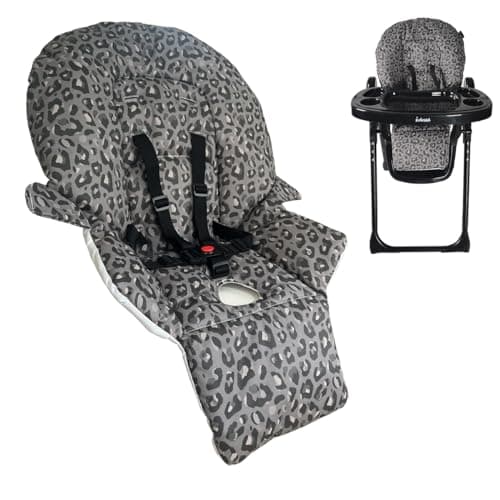 Image of My Babiie MBHC8 Premium Highchair Seat Cover Only with 5-Point Harness - Padded PVC Seat Cover, Easy Clean, Seat Cushion Compatible with My Babiie MBHC8 - Black Leopard