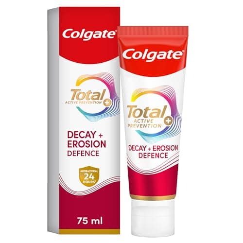 Image of Colgate Total Active Prevention+ Decay + Erosion Defence Toothpaste 75ml, 3X More Effective At Fighting a Root Cause of Many Oral Health Problems, 24h Antibacterial Protection, Clinically Proven