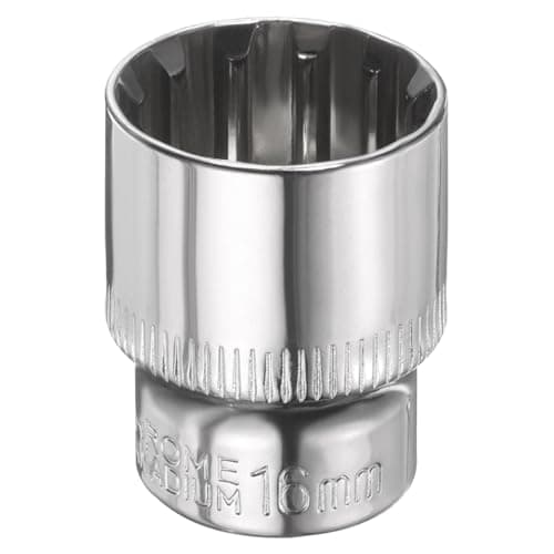 Image of sourcing map 12 Points Socket 3/8" Drive 16mm Metric Shallow Impact Socket Cr-V Steel Chrome Plating Flip Sleeve Nut Driver Wrench for Home Auto Nuts Bolts Repair