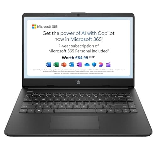 Image of HP 14" Laptop, Intel Pentium Silver N5030 Processor, 4 GB RAM, 128 GB SSD, Intel UHD Graphics, FHD Display, Dual Speakers, Microsoft 365 Personal 12m included, Win 11, Jet Black, 14s-dq0011sa