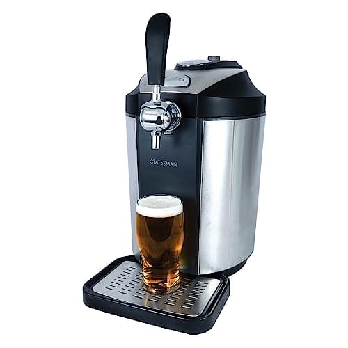 Image of Statesman SKBD500SS Beer Dispenser Tap for 5 Litre Kegs, Draught Pump with Integrated Cooler for Beer Ale Cider & Lager, Perfect for Kitchens & Home Bars, Stainless Steel