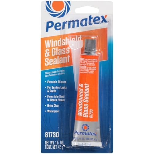 Image of Permatex 81730 Flowable Silicone Windshield & Glass Sealer, Helps Seal Leaks in Hidden and Hard to reach Areas, Forms a tough waterproof durable clear seal 1 x 42g