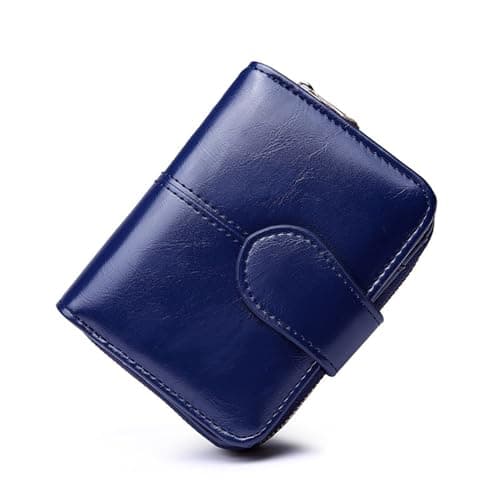 Image of Vllcsla Wallet for Women Small Size Cute, with Photo/ID Window & Zip Coin Pocket, Small Leather Wallet Purses, Ladies Short Purse Zipper Around Clutch, Compact, Bi-fold (Dark Blue)