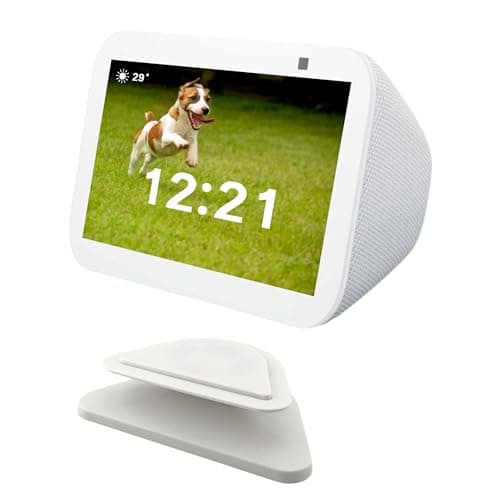 Image of Sintron Smart Display Stand for Echo Show 5 (3rd Gen), Adjustable Magnetic Stand Holder with 360 Degree Rotation, Swivel & Tilt Function, Anti-Slip Base - White, Compatible with iPhone models