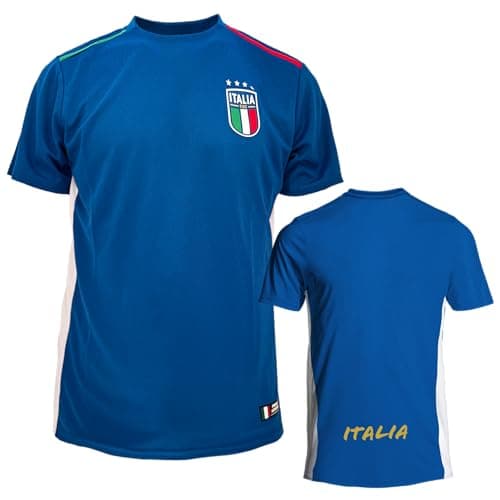 Image of ITALIA FIGC Official Football Jersey. Technical T-Shirt with Regular Fit for Men, Boys and Children., blue royal, 8 Years