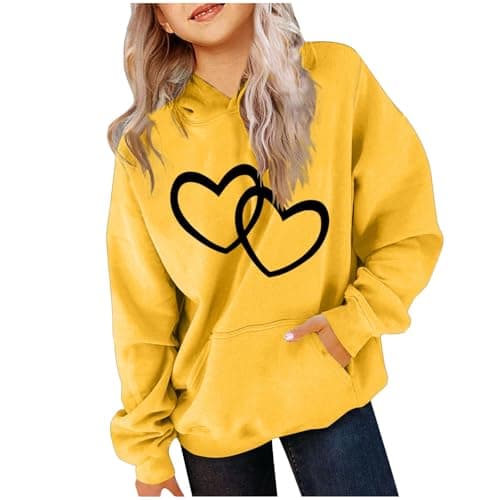Image of Hoodies For Girls Age 9-10 Years Hooded Sweatshirts Casual Loose Oversized Jumper Printed Stylish Tops Jackets School Wear Birthday Gifts