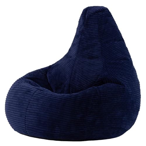 Image of icon Dalton Cord Bean Bag Chair, Navy Blue, Large Adult Bean Bag with Filling Included, Comfy Chair, Living Room Furniture, Bedroom Furniture