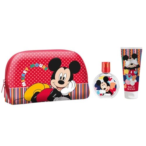 Image of Disney Mickey Mouse Kids Perfume Gift Set, Eau de Toilette 50ml, Shower Gel 100ml and Toiletry Bag, Vegan, Dermatologically Tested, Travel Gift Set for Children