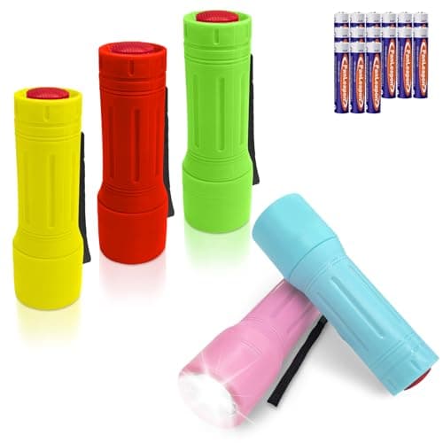 Image of Flintronic 5 Pack LED Small Torch, Mini Pocket Flashlight with 9 LEDs, Portable Torches with Lanyard, Super Bright, for Camping Hiking Outdoor Gifts, Batteries Included