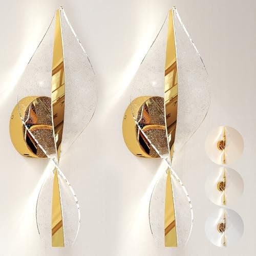 Image of HOMCOM Led Wall Lamp 2 Pack, 13W Modern Indoor Spiral Wall Light, Colour Temperature Adjustable 3000K/4000K/6500K, for Bedroom, Living Room, Hallway, Stairs, Gold Tone