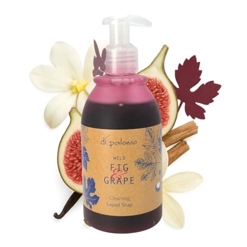 Image of Di Palomo Vegan Wild Fig & Grape Liquid Soap 240ml - Luxury Hand Wash Italian Hand Soap Dispenser Skin Body Care Antibacterial Handwash Gifts for Women Hand Wash Gift Present