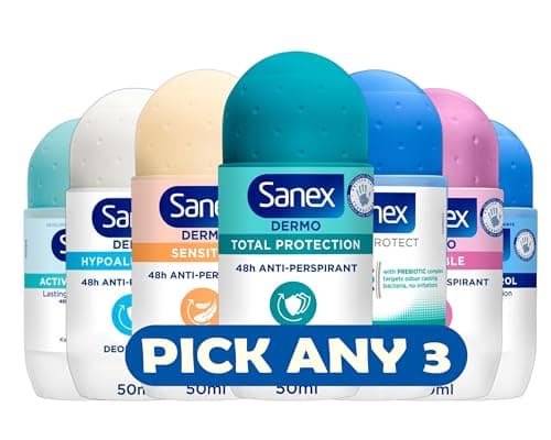 Image of Sanex Dermo 48h Anti-Perspirant Roll-On Deodorant, 50ml – Pick Any 3 Variants for Total Protection & Freshness