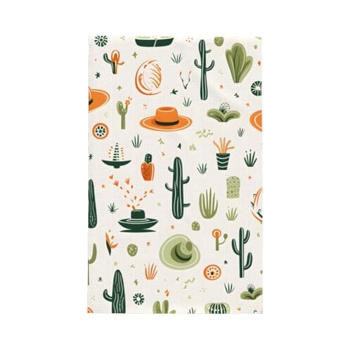 Image of Mexpekil Tea Towels Cowboy Hat Cactus Tea Towels for Kitchen Quick Drying Hand Towels Super Absorbent Kitchen Towel 66×41cm