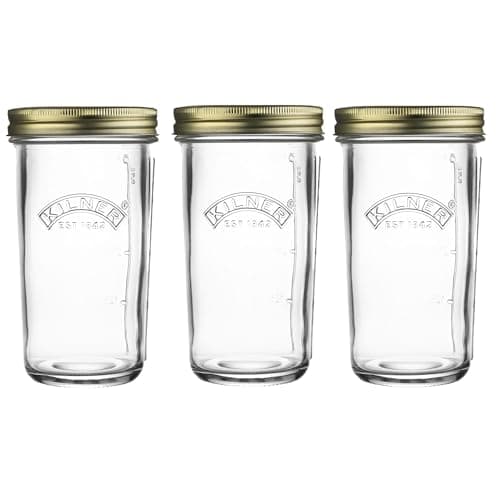 Image of Kilner Wide Mouth Preserve Jar Set of 3 x 0.5L (500ml) Glass Storage Jar with Vacuum Seal Lid Ideal for Preserving Whole Fruits Vegetables Pickles Jams