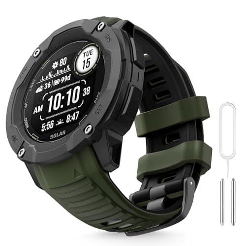 Image of MYSNBKN 26mm Watch Strap for Garmin Instinct 2X/Instinct 2X Solar, Tactical Soft Silicone Replacement Strap with Adapter Tools