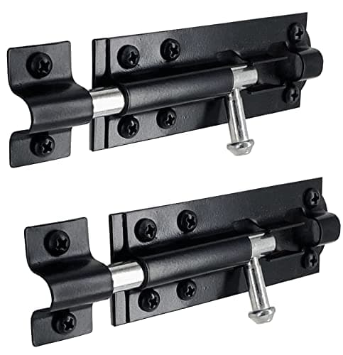 Image of IRONTITE® 2 Pack Tower Bolt Black, Gate Bolts for Wooden Gates, Slide Bolt, Black Door Lock Bolt, Sliding Bolt Lock Or Garden Gate Bolt. 100mm (4”)