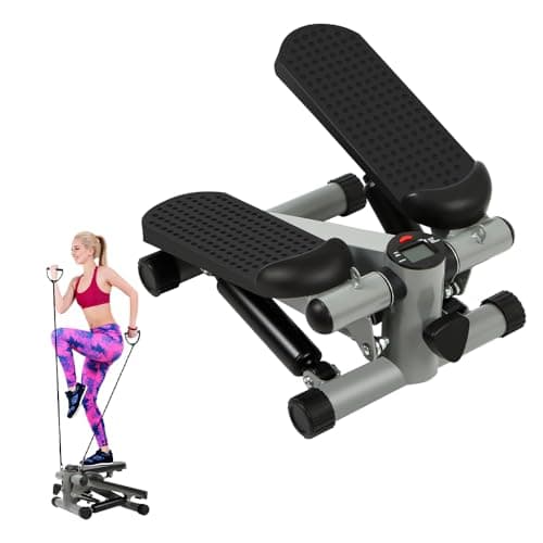 Image of Panana Mini Stepper for Exercise, Low-Impact Stair Step Cardio Equipment with Resistance Bands, LCD Displaya, Anti -slip Foot Pedal, 330LBS Loading Capacity Home Workout