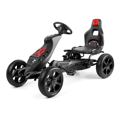 Image of Xootz Venom Pedal Go Kart | Kids Ride-On Race Car with Gears, Handbrake and Adjustable Seat, Black & Red
