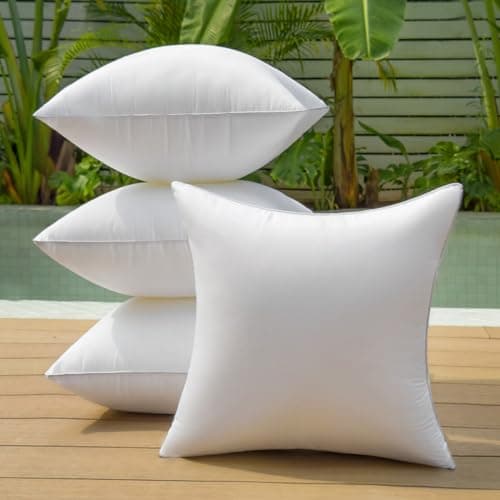 Image of QSWRD 55 x 55 Cushion Inserts Set of 4 Outdoor Cushion Inserts Waterproof Square Premium 22 x 22 Inches Throw Pillow Inserts Decorative Couch Cushion Inserts White Sofa Pillows Indoor