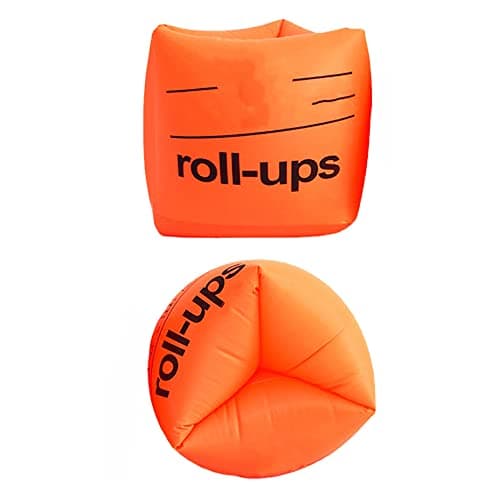 Image of Namvo 2Pcs Roll-up Arm Bands, Floating Inflatable Arm Bands Inflatable Swimming Armbands Pool Floats Extra Safety Roll Up Sleeves for Adult Learning Swimming Orange