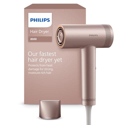 Image of Philips Hair Dryer 8000 Series, with ThermoShield Advanced, Ionic, Brushless DC Motor, Scalp Care, 1400W, Rose Champagne, Model BHD837/03