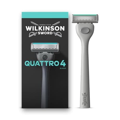 Image of Wilkinson Sword Quattro Razors for Men, Diamond Coated 4 Blades, Men's Shaver Razor Handle plus 1 Blade Cartridge