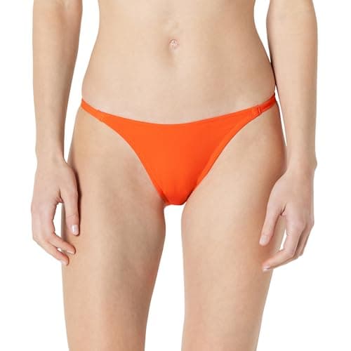 Image of Amazon Essentials Women's No-Tie String Swim Bikini Bottoms, Orange, 18