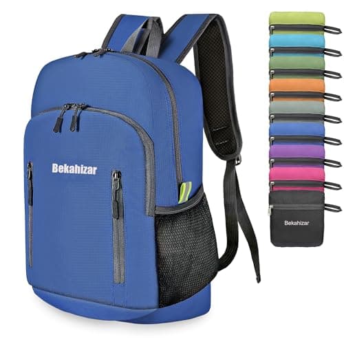 Image of Bekahizar 20L Ultra Lightweight Backpack Foldable Hiking Daypack Rucksack Water Resistant Travel Day Bag for Men Women Kids Outdoor Camping Mountaineering Walking Cycling Climbing (Dark Blue)