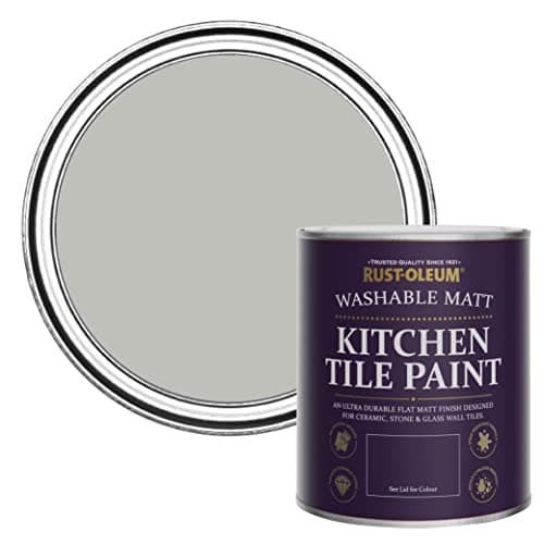 Image of Rust-Oleum Grey water resistant Kitchen Tile Paint in Matt Finish - Flint 750ml