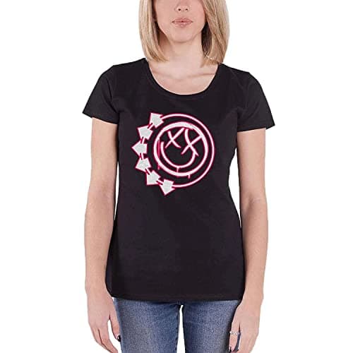 Image of Blink-182 T Shirt Six Arrow Smile Band Logo Official Womens Skinny Fit Black XS