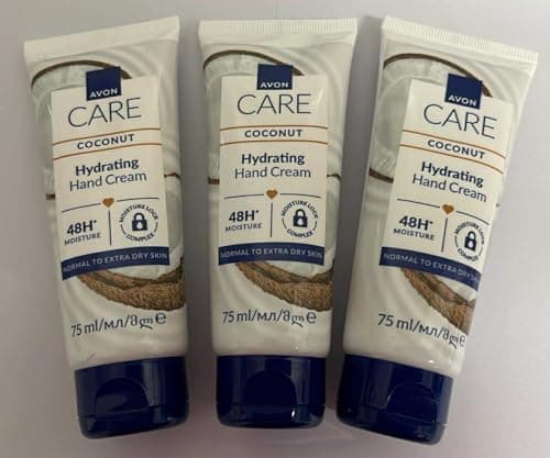 Image of 3 x Avon Hand Creams for hands nails and cuticles 75ml (3 x 75ml, Coconut Oil)
