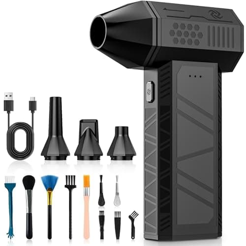 Image of Compressed Air Duster-130000RPM Electric Air Duster, 3-Gear Adjustable Super Power Electric Air Duster, Mini Cordless Violent Turbo Fan Blower, Dust Blower for Computer, House, Outdoor and Car