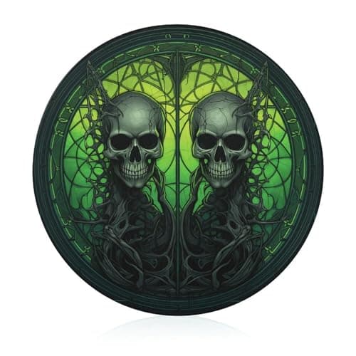 Image of Tempered Glass Horrifying Green Skull Cutting Board Heat Resistant, Round Chopping Board with Non-slip Feet, Fruit Glass Cutting Boards for Kitchen Counter, Small Chopping Boards 8x8 Inch