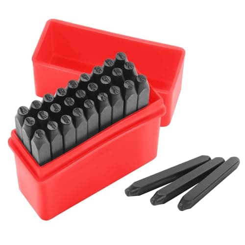 Image of Gueenky 27Pcs Letter Punch Set, 2mm Metal Stamping Tool Set, A-Z, &, Letter and Symbols Stamp Punch for Stamping Metal Wood Plastic Leather