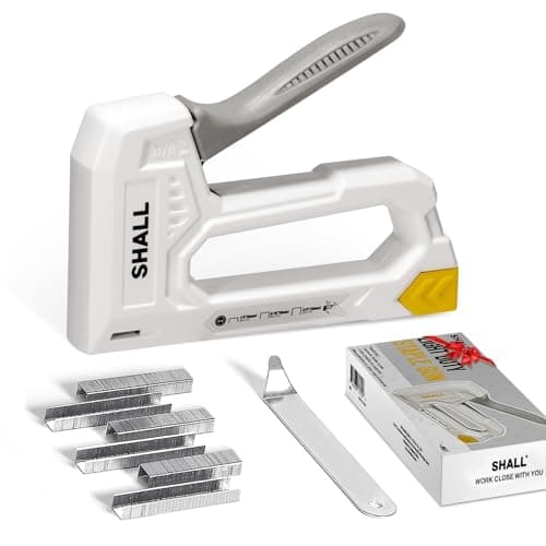 Image of SHALL Light Duty Staple Gun for Wood,White Upholstery Staple Gun with 1600pcs JT21 Staples 1/4, 5/16, 3/8 inch and Staple Remover - Fabric Stapler Gun for Crafts, DIY, Decoration
