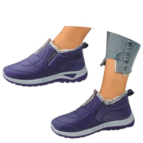 Image of Generisch Women Winter Snow Boots Thermal Insulated Comfortable Lined Cold Weather Outdoor Snow Boots, purple, 8 UK