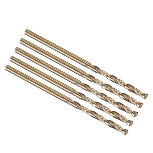 Image of PATIKIL 2.5mm Drill Bit, Jobber Straight Shank 4341 High-Speed Steel 118° Black and Gold Finish for Medium-hard Metal Steel Acrylic - 5 Pack