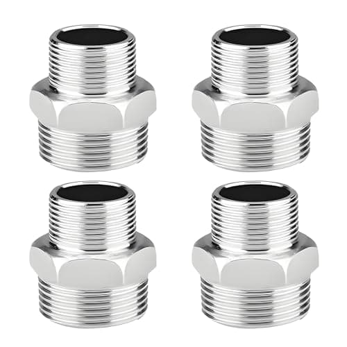 Image of 3/4 to 1/2 Male BSP Thread, 4 Pcs Stainless Steel Hex Nipple Reducer Connector Adapter, for Shower Hose Pipe Fitting, Threaded Conversion Connectors