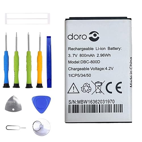 Image of ERYNK DBC-800D WiFi Replacement Battery Compatible with Do-ro Phone 6620 6530 6520 6050 5030 2424 1361 1360 1350 5516 6551 6526 Phone Easy 500 508 611 with Tool Kit