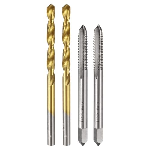 Image of sourcing map Metric Tap & Drill Bit Set, 2pcs M5 x 0.8 Straight Flute Thread Taps and 2pcs 4.2mm Twist Drill Bits Titanium Coated, HSS6542 Screw Tapping Threading Tools