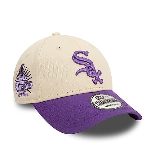 Image of New Era Chicago White Sox MLB World Series Champions 2005 Sidepatch Beige Lavender 9Forty Adjustable Cap - One-Size