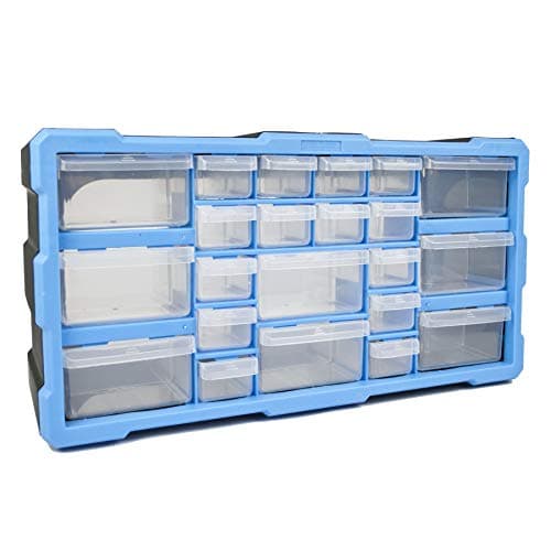 Image of TekBox DIY Tool Bits Storage Organiser Unit - Workshop Parts Craft Box Cabinet (22 Drawer)