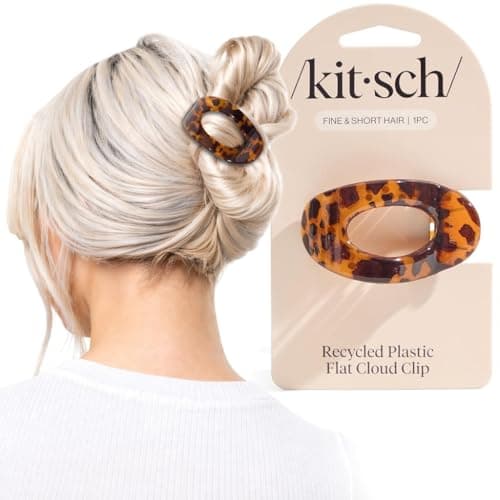Image of Kitsch Flat Claw Clips for Women - Stylish Flat Hair Clips, Strong Hold for Thick & Fine Hair | Non-Slip for Secure, Comfortable All-Day Wear | Ideal Gifts for Women -Tortoise Design, Small