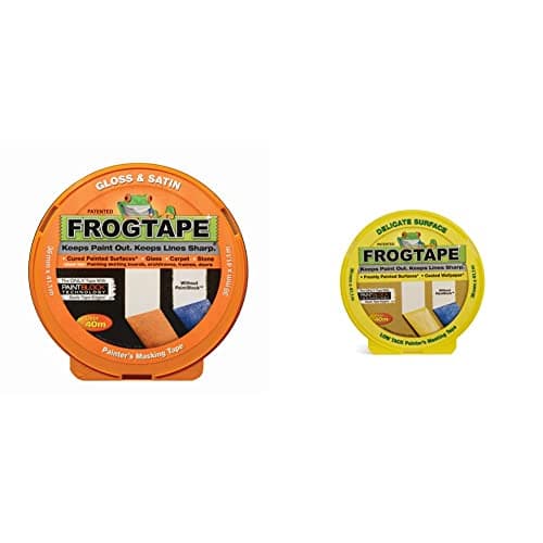 Image of Frog Tape Orange Gloss & Satin Painters Masking Tape 36mm x 41.1m & Yellow Delicate Surface Painters Masking Tape 36mm x 41.1m