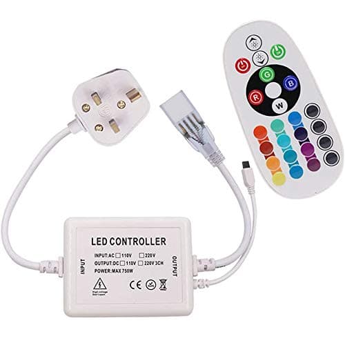 Image of GQL 24-Key IR Remote + 750W LED Controller Power Adapter UK Plug for 220V RGB LED Strip Neon Light
